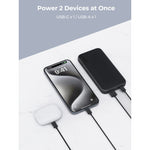 Aukey Spark Go Power Bank 10000mAh, 15W Fast Charging, Dual Ports USB-C & USB-A PB-Y46 – White