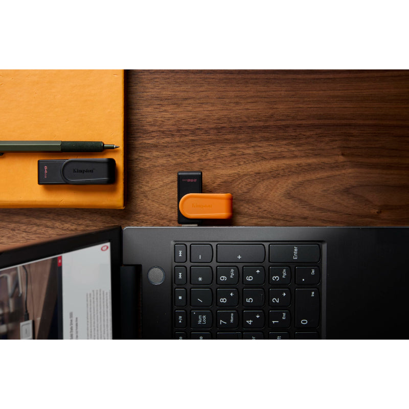 Kingston Flash Drive 256GB DataTraveler Exodia S, USB 3.2 Gen 1, USB Type-A, Swivel Cap DT Exodia S – Black/Orange