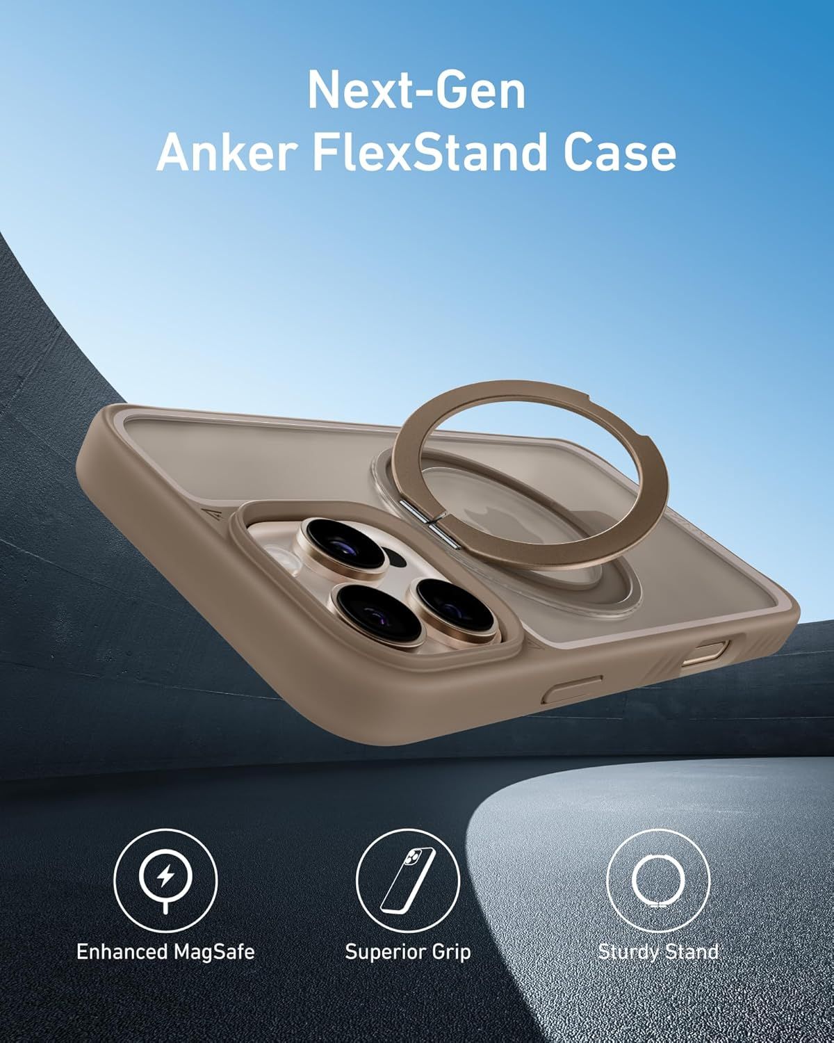 Anker MagGo Magnetic Case with Stand 360° Ring For iPhone 16 Pro Max - Brown
