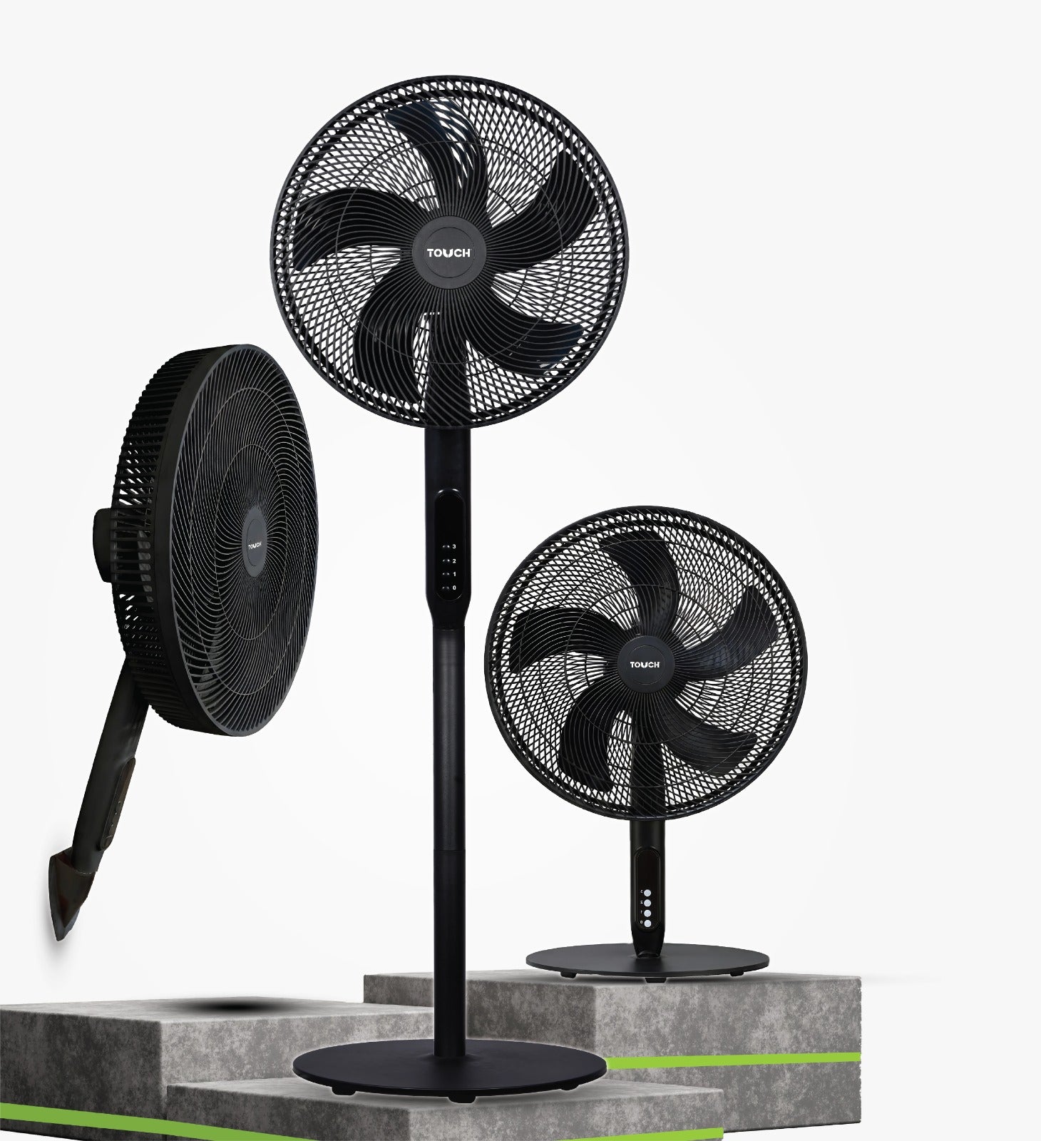 مروحة تاتش Air Pro 3 في 1 مقاس 16 بوصة (مكتبية + حائط + ستاند) – 40150B- اسود