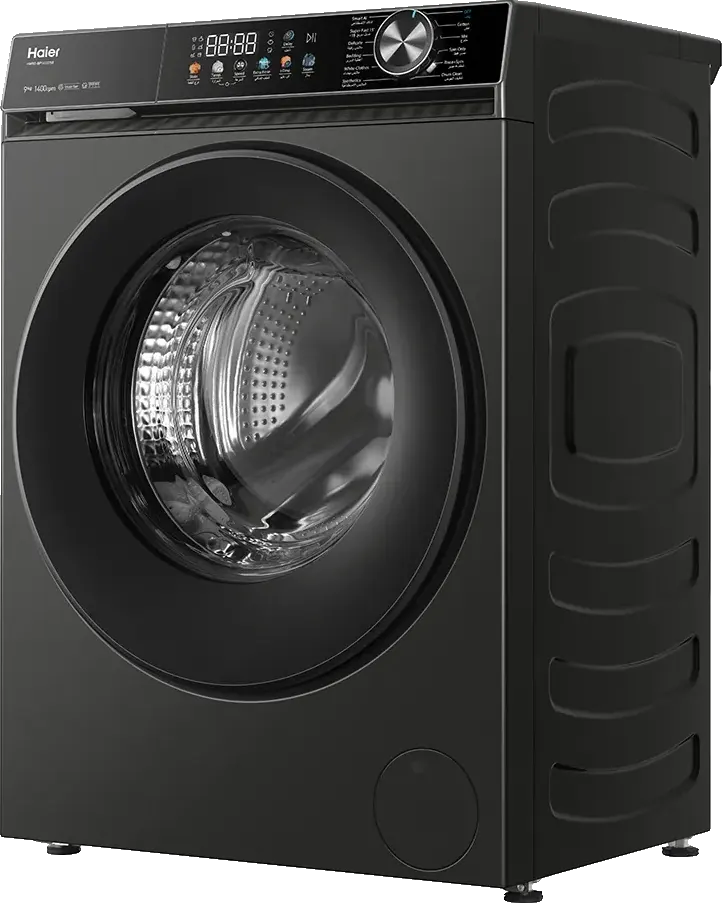 غسالة ملابس هاير تحميل أمامي، 9 كجم، ديجيتال إنفرتر، بخار، فضي – HW90-BP14337S8