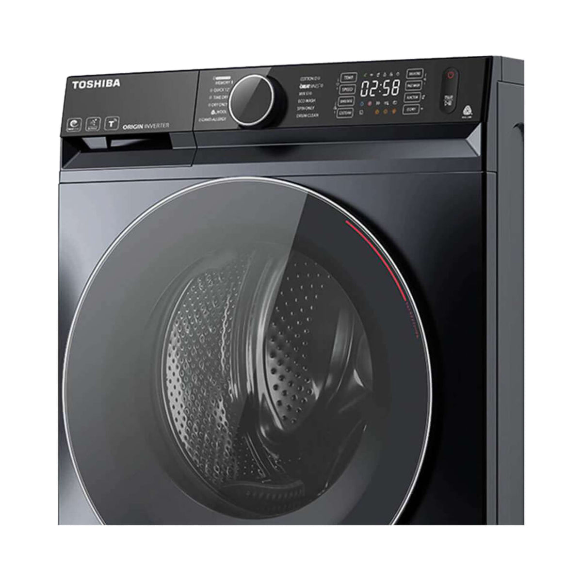 غسالة ومجفف Toshiba تحميل أمامي 9 كجم غسيل / 6 كجم تجفيف 1400 لفة واي فاي إنفرتر – TWD-BM100GF4EG(MK) – رمادي 
