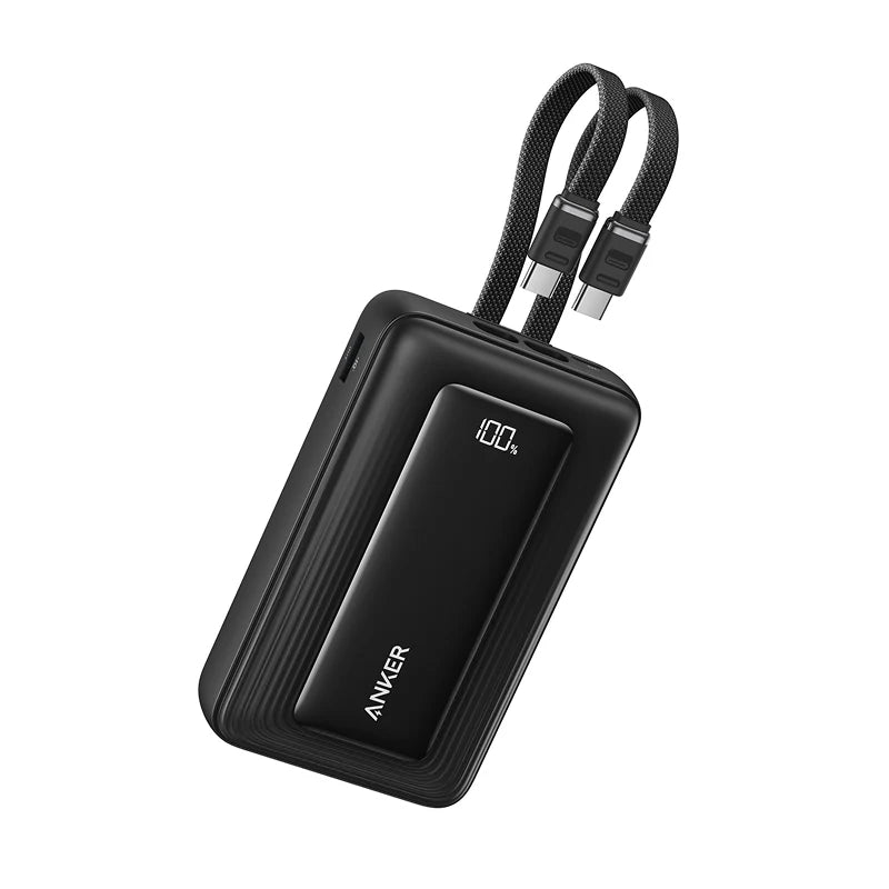 باور بانك Anker Zolo سعة 10000 مللي أمبير، قدرة 35 وات، بكابلين USB-C مدمجين