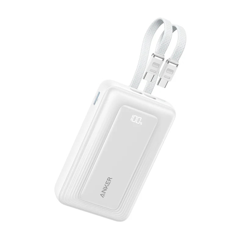 باور بانك Anker Zolo سعة 10000 مللي أمبير، قدرة 35 وات، بكابلين USB-C مدمجين