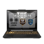 أسوس TUF F16 لابتوب ألعاب، Intel® Core™ 5 210H، DDR5 رامات 8 جيجابايت، SSD بسعة 512 جيجابايت، بطاقة رسومات NVIDIA® GeForce RTX™ 3050، شاشة 16 بوصة FHD+، ويندوز 11، FX607VJB-RL805W - رمادي