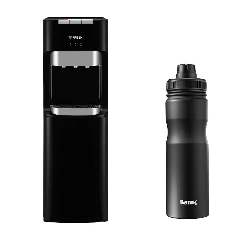 ريش مبرد مياه 3 حنفيات +  Tank Me Stainless Steel Cool  زجاجة 650 ml (هديه )