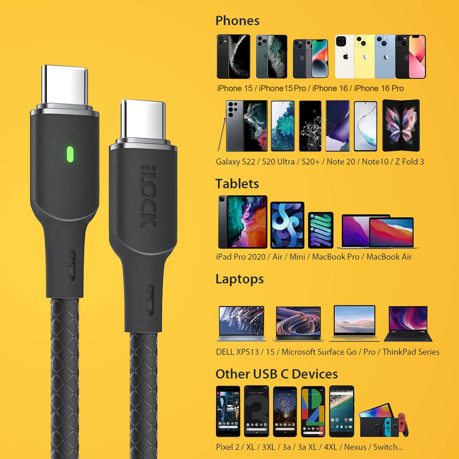 كابل I-Lock Type-C إلى Type-C بقدرة 100W، بطول 1 متر، 5137، أسود