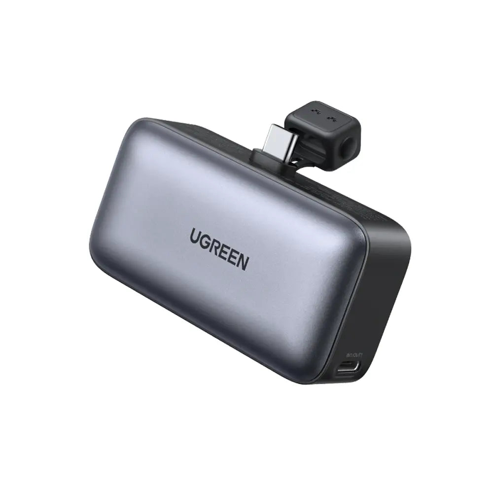 باور بانك UGREEN بسعة 5000 مللي أمبير، شحن سريع 20 واط PD مع موصل USB-C مدمج PB503 – أسود