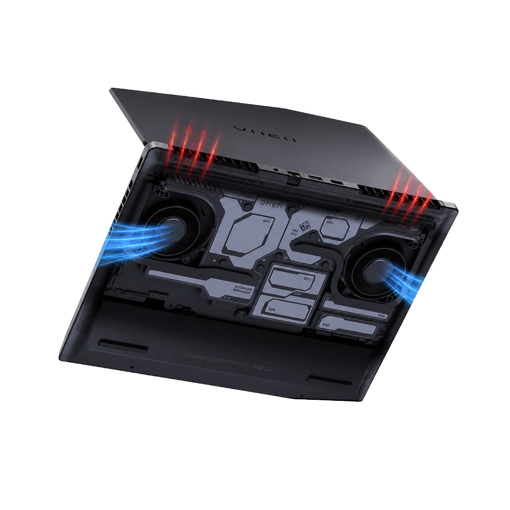 لابتوب HP OMEN MAX للألعاب بمعالج AMD Ryzen AI 7 350، ذاكرة 32 جيجابايت، سعة 1 تيرابايت SSD، بطاقة NVIDIA GeForce RTX 5060 سعة 8 جيجابايت، Windows 11 – أسود (16-ak0009ne)