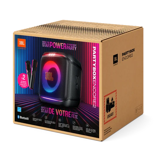 سماعة JBL PartyBox Encore 2 المحمولة بتقنية Bluetooth مع ميكروفون لاسلكي – أسود