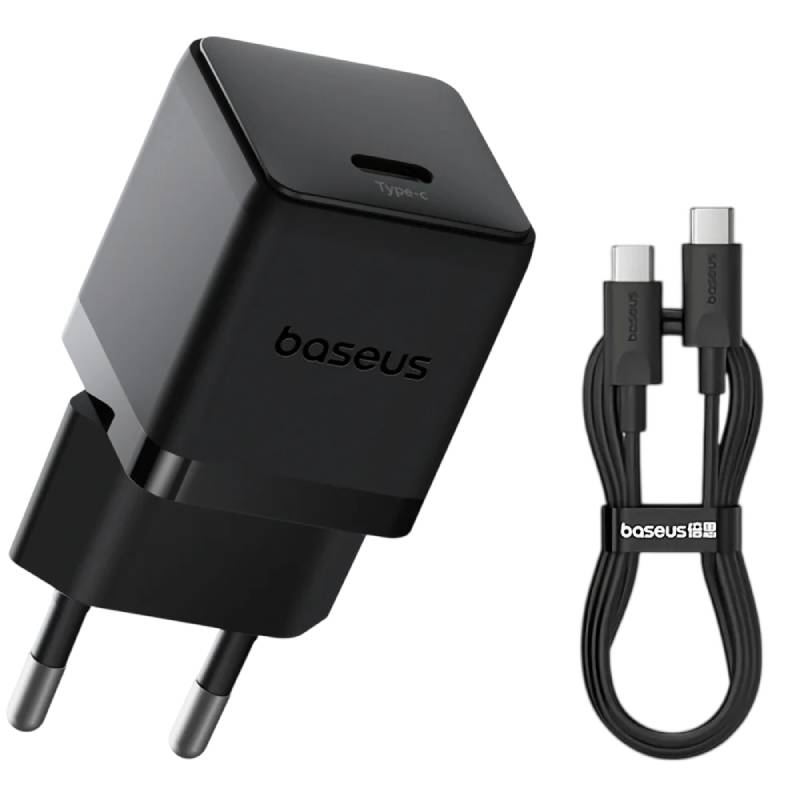 Baseus Palm Fast Charger, 20W PD, with USB-C to USB-C Cable, 60W - Black