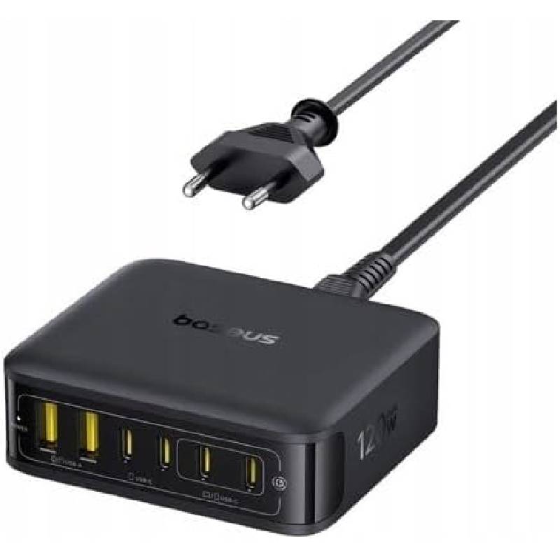  Baseus  شاحن مكتبي ، قدرة 120 وات، 4 منافذ USB-C و2 منفذ USB-A - أسود