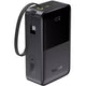 Baseus  Power Bank, 30000mAh, 22.5W, Built-in USB-C Cable - Black