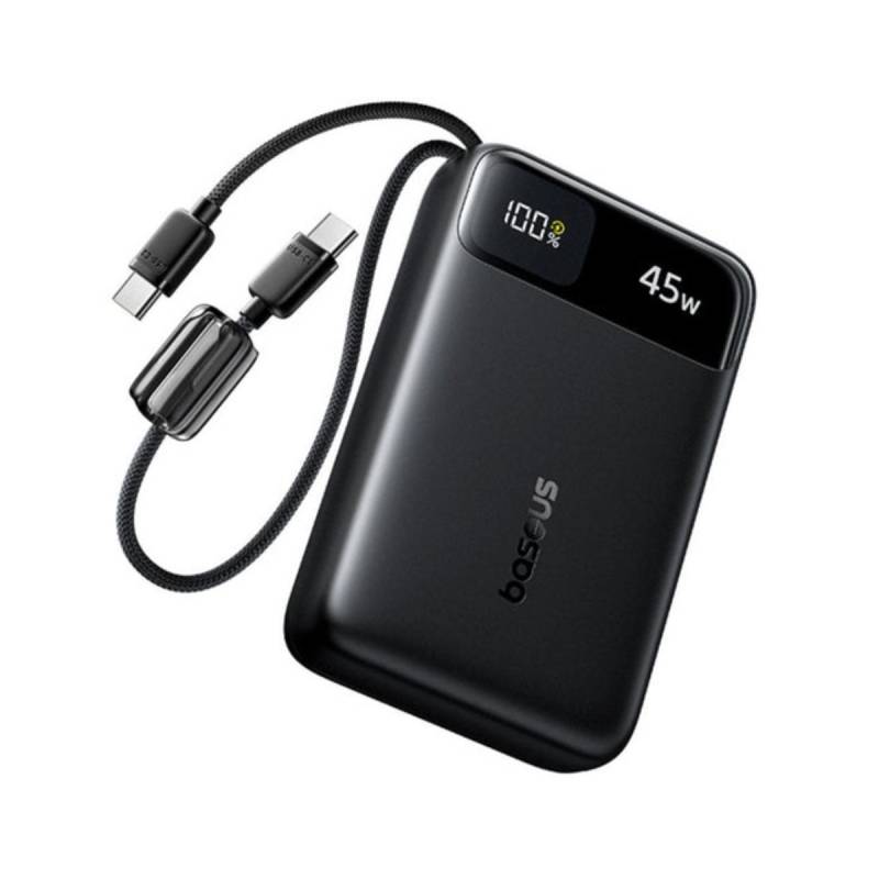 Baseus باور بانك ، سعة 20000 مللي أمبير، قدرة 45 وات، بكابل USB-C مدمج