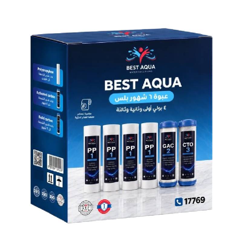 Best Aqua Water Filter Replacement Cartridges, 6-Piece Pack (4 PP Sediment Filters, 1 Second-Stage Filter, 1 Third-Stage Filter)