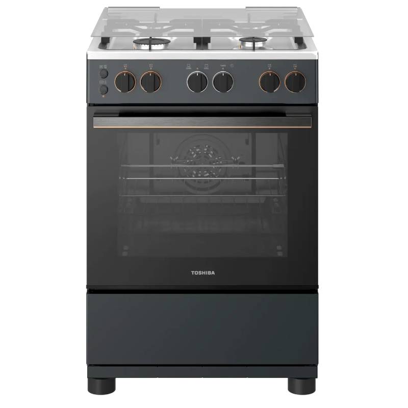 Toshiba Gas Cooker, 4 Burners, 60 cm, Full Safety, Convection Fan, Auto Ignition, RT2-60MG4GE(MG)-EM - Gray