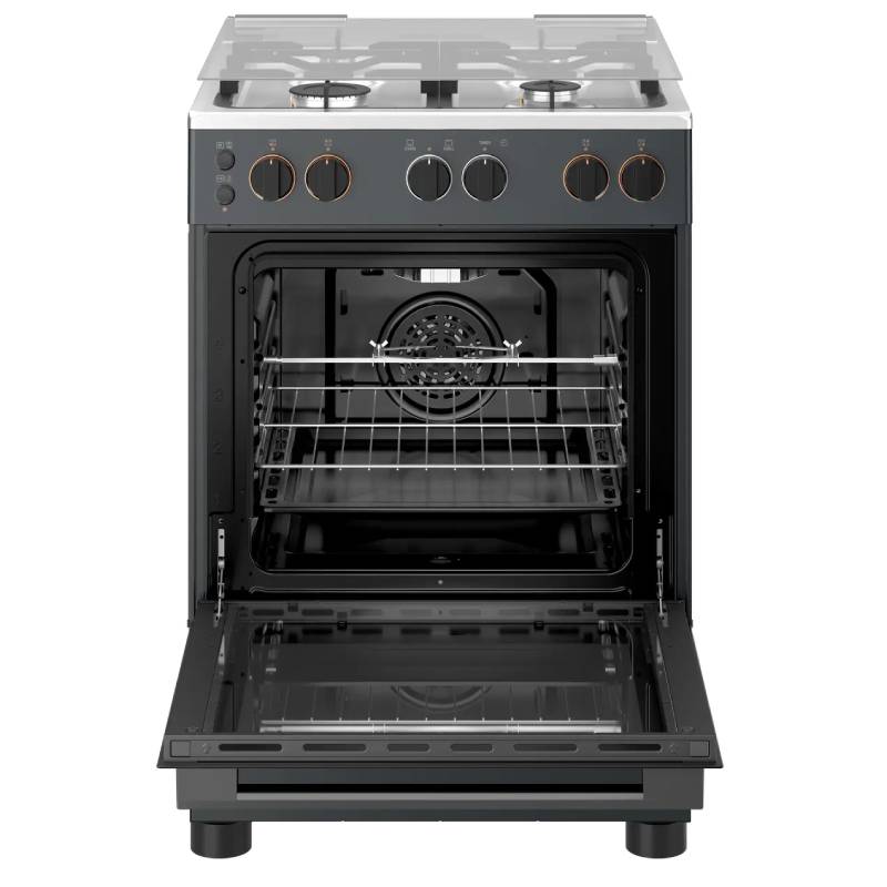 Toshiba Gas Cooker, 4 Burners, 60 cm, Full Safety, Convection Fan, Auto Ignition, RT2-60MG4GE(MG)-EM - Gray