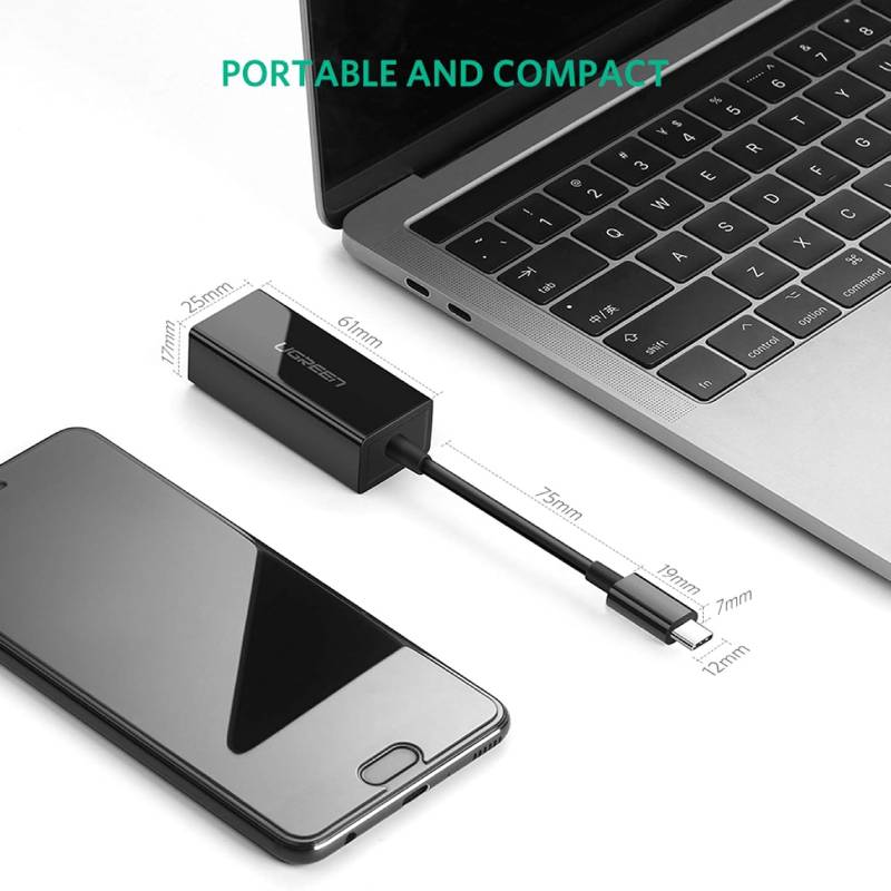 يوجرين 50307 محول شبكة إيثرنت جيجابت من USB-C إلى RJ45 بسرعة تصل إلى 1000 ميجابت في الثانية