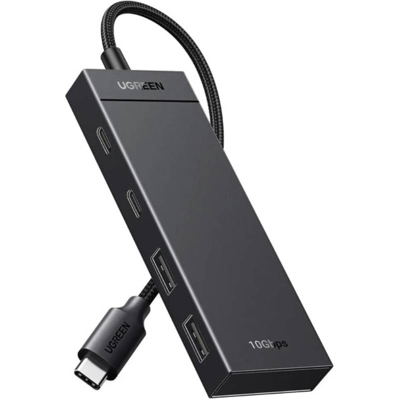 يوجرين CM806 (35584) موزع USB-C ‏4 في 1، بمعيار USB 3.2 Gen 2 وأربعة منافذ USB-C وسرعة نقل تصل إلى 10 جيجابت في الثانية – أسود