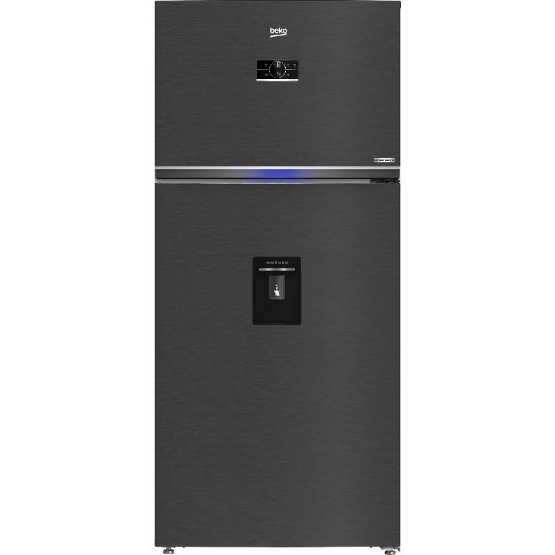 ثلاجة Beko سعة 630 لتر، نوفروست، ديجيتال إنفرتر، مزودة بموزع مياه، موديل RDNE650E60ZXR، ستانلس غامق