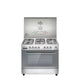 Royal Crystal Cast Freestanding Gas Cooker, 5 Burners, 80×60 cm, Stainless Steel