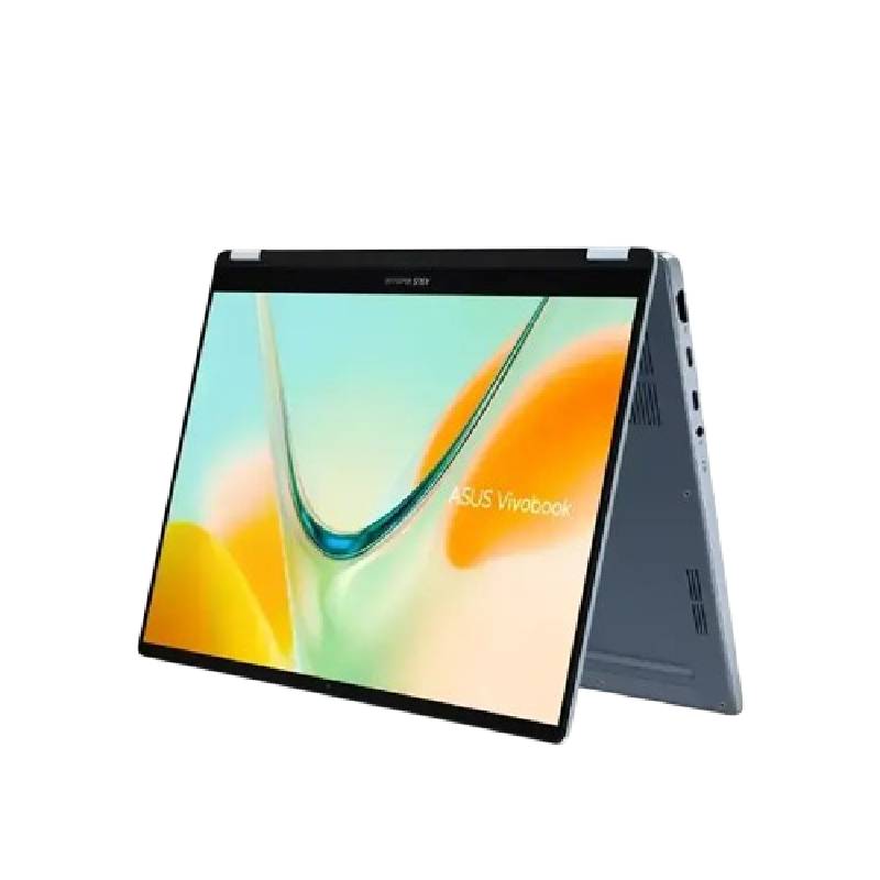 لابتوب ASUS Vivobook S14 TP5408QA-SG155W، معالج Snapdragon X X1-26-100، كارت شاشة Qualcomm Adreno GPU، رام 16 جيجابايت LPDDR5X، SSD سعة 512 جيجابايت، شاشة OLED تعمل باللمس مقاس 14 بوصة بدقة WUXGA، ويندوز 11، أزرق فاتح