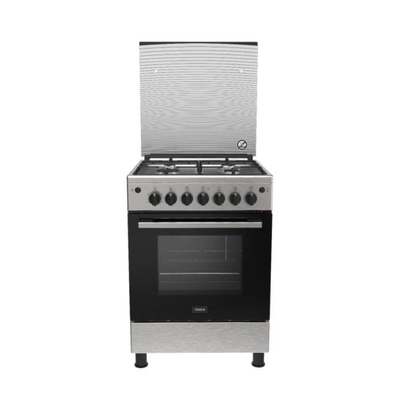 Zanussi Steel Plus Freestanding Gas Cooker, 4 Burners, 60cm, ZCG622A6XB, 943006573, Stainless Steel