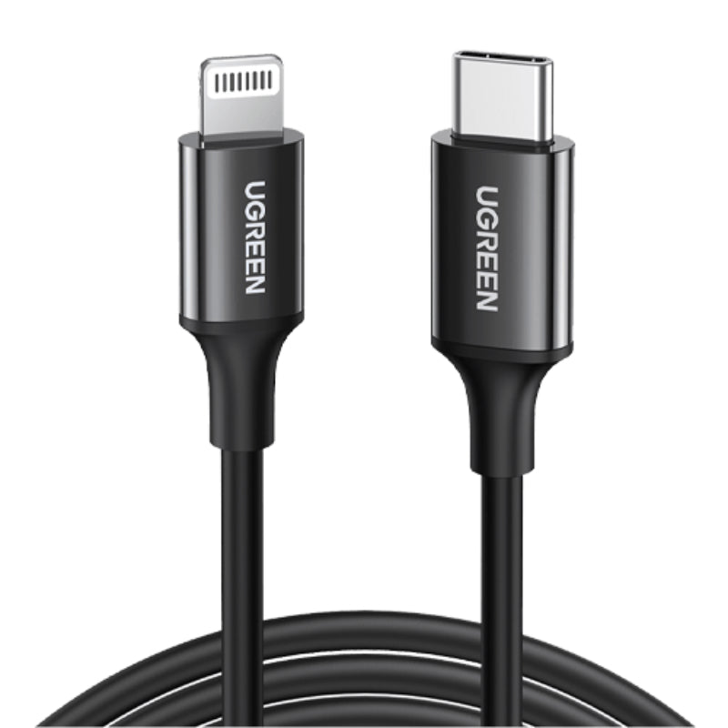 كابل UGREEN USB-C إلى Lightning للشحن السريع 60 واط بطول 1 متر , 60751 – أسود 