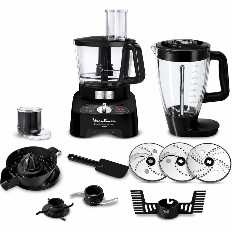 محضر طعام Moulinex Double Force بقوة 1000 واط  (FP8248BL)  – أسود