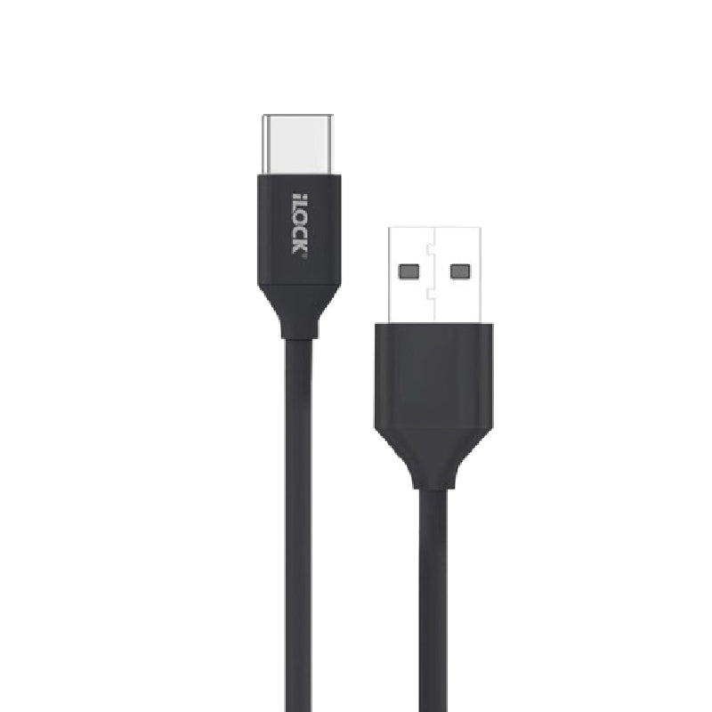 كابل iLock USB-C إلى USB-A للشحن السريع 2.4A بطول 1 متر – أسود
