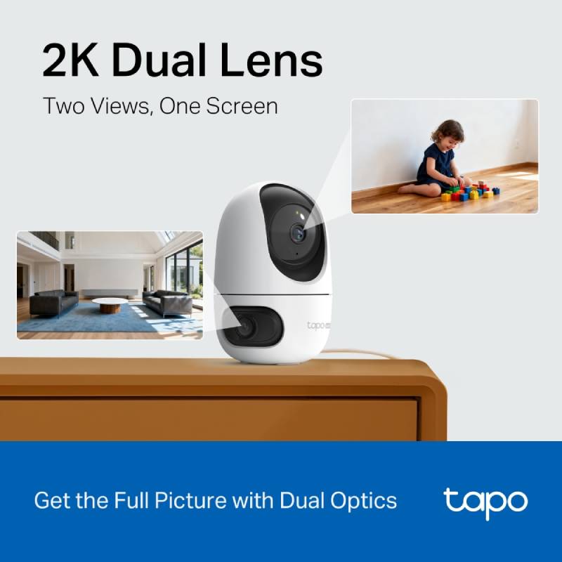 TP-Link Tapo C245D Dual-Lens Pan/Tilt Security Camera, 2K 3MP, Wi-Fi