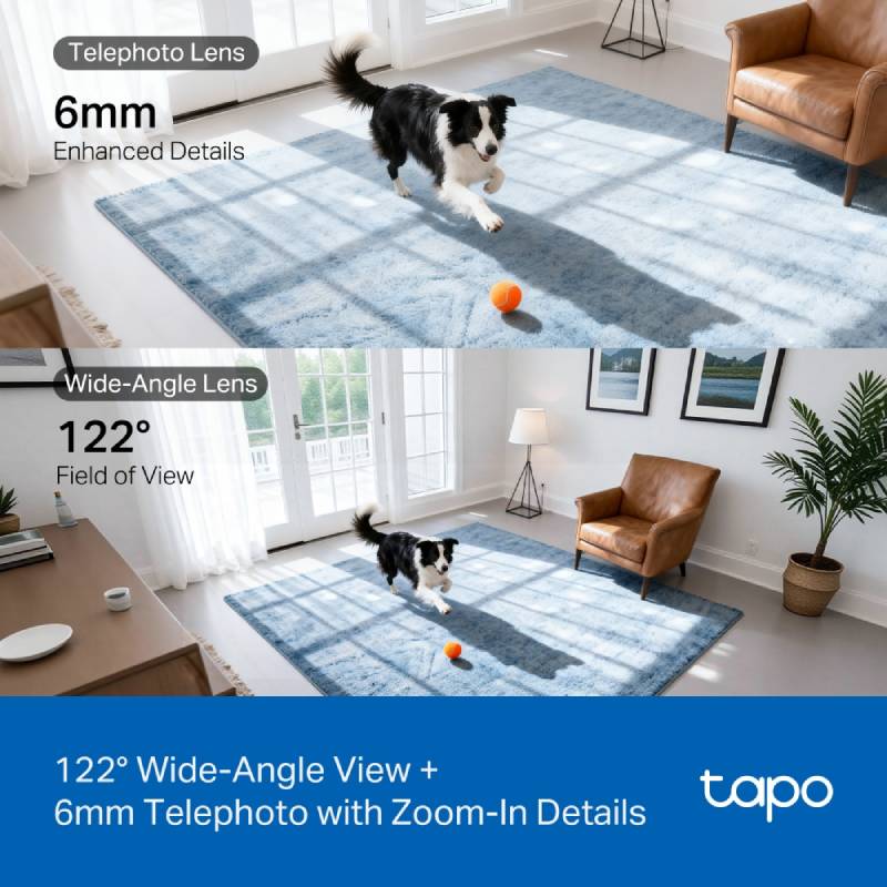 TP-Link Tapo C245D Dual-Lens Pan/Tilt Security Camera, 2K 3MP, Wi-Fi