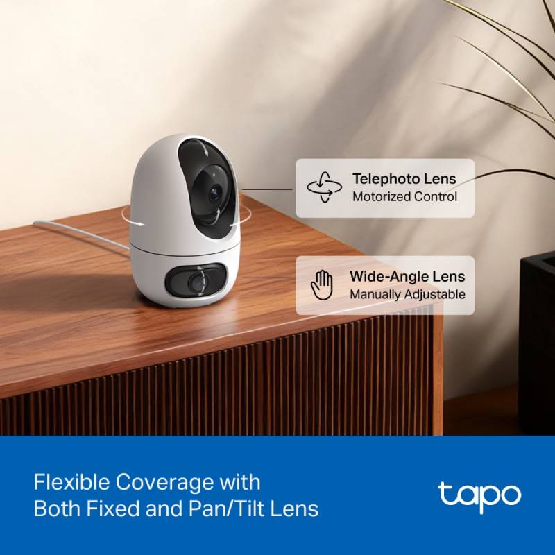 TP-Link Tapo C245D Dual-Lens Pan/Tilt Security Camera, 2K 3MP, Wi-Fi