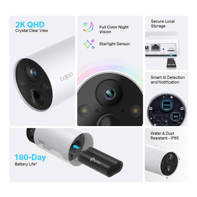 TP-Link Tapo C420S1 Smart Wire-Free Security Camera System, 2K QHD, 1 Camera