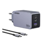 شاحن حائط UGREEN سريع 100 واط مع كابل USB-C بطول 1 متر CD319 – أسود 