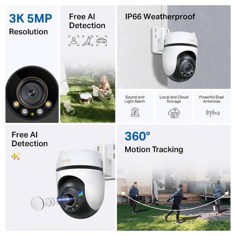 TP-Link Tapo C530WS Outdoor Pan/Tilt Security Wi-Fi Camera, 3K 5MP