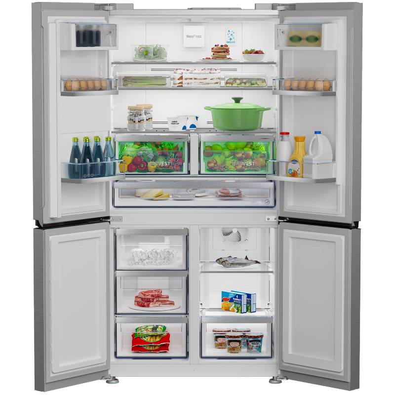 Beko  ثلاجة  4 أبواب، نوفروست، إنفرتر، 565 لتر، مزودة بموزع مياه، ، GNE134626ZXH - تيتانيوم إينوكس