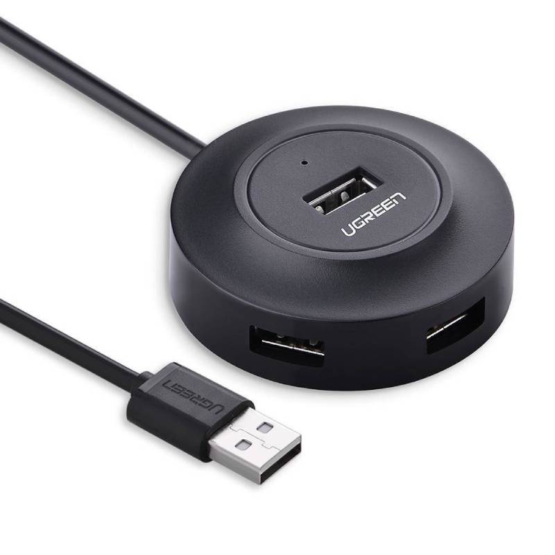 UGREEN CR106 4-Port USB 2.0 Hub with 1m Cable – Black