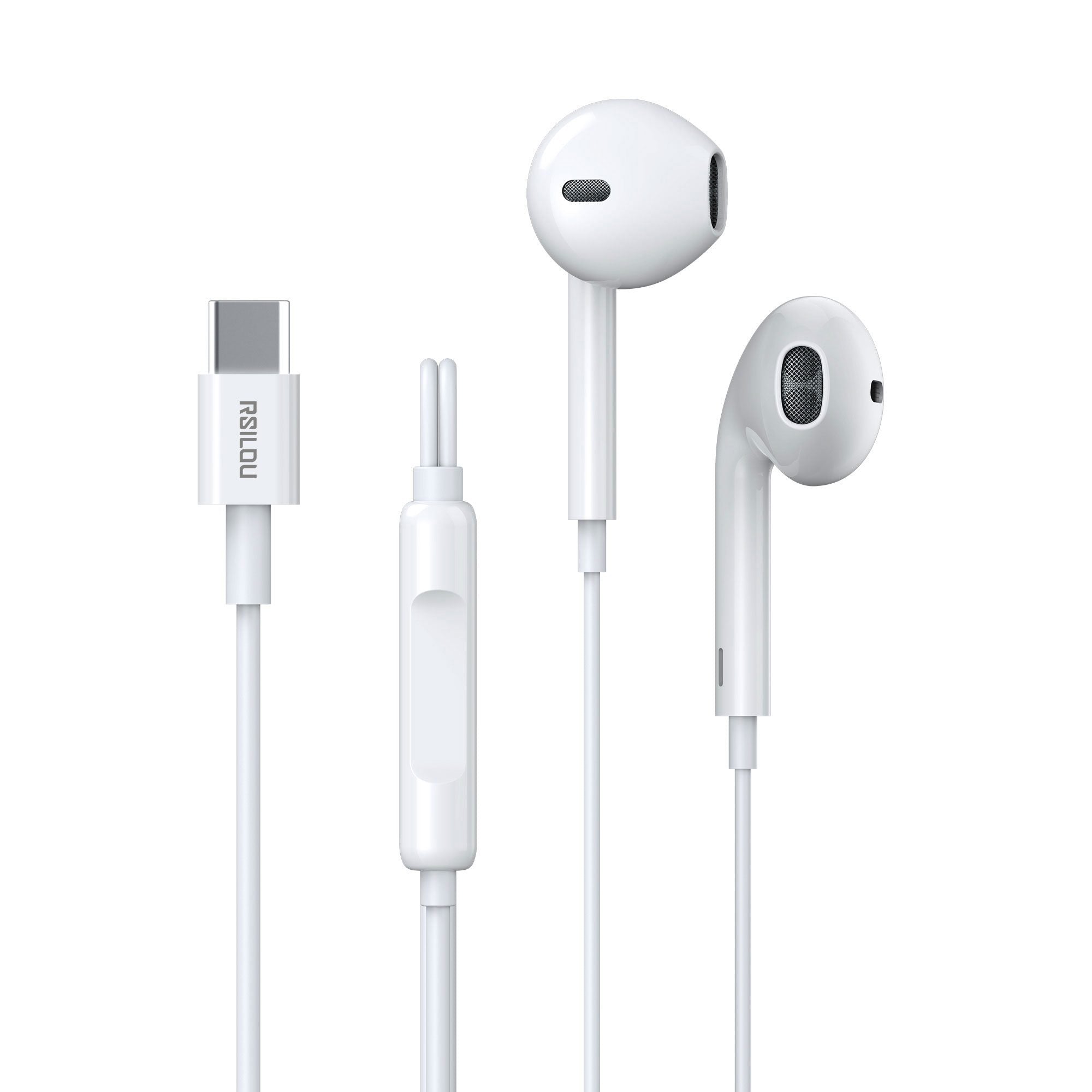 Rsilou Wired Type-C Earphones  (R3508-001) – White