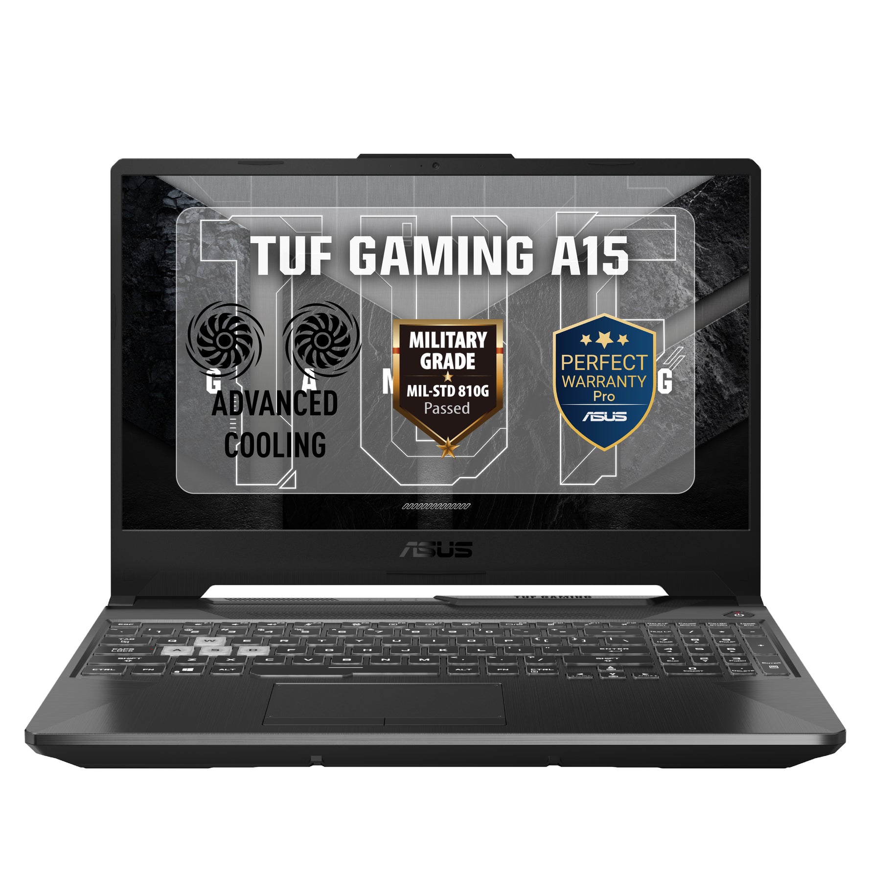 لابتوب ASUS TUF Gaming A15 FA506NCQ-HN167W، AMD Ryzen 7 170، NVIDIA GeForce RTX 3050، 16GB DDR5 4800Hz، 512GB Nvme GEN 4 - 15.6 Inch IPS FHD، ويندوز 11، أسود