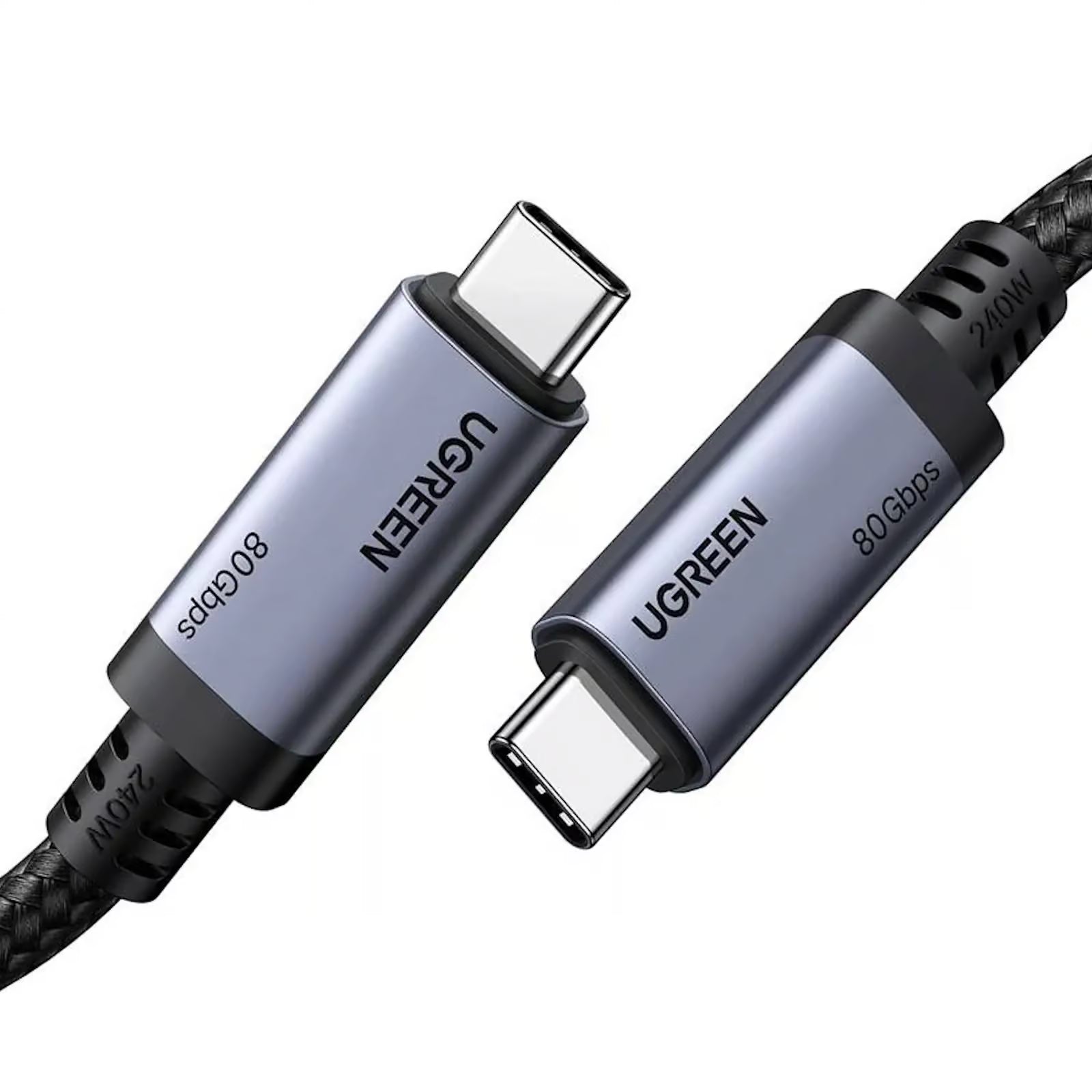 كابل UGREEN 65383 USB-C إلى USB-C بقدرة 240 وات – 1 متر – فضي