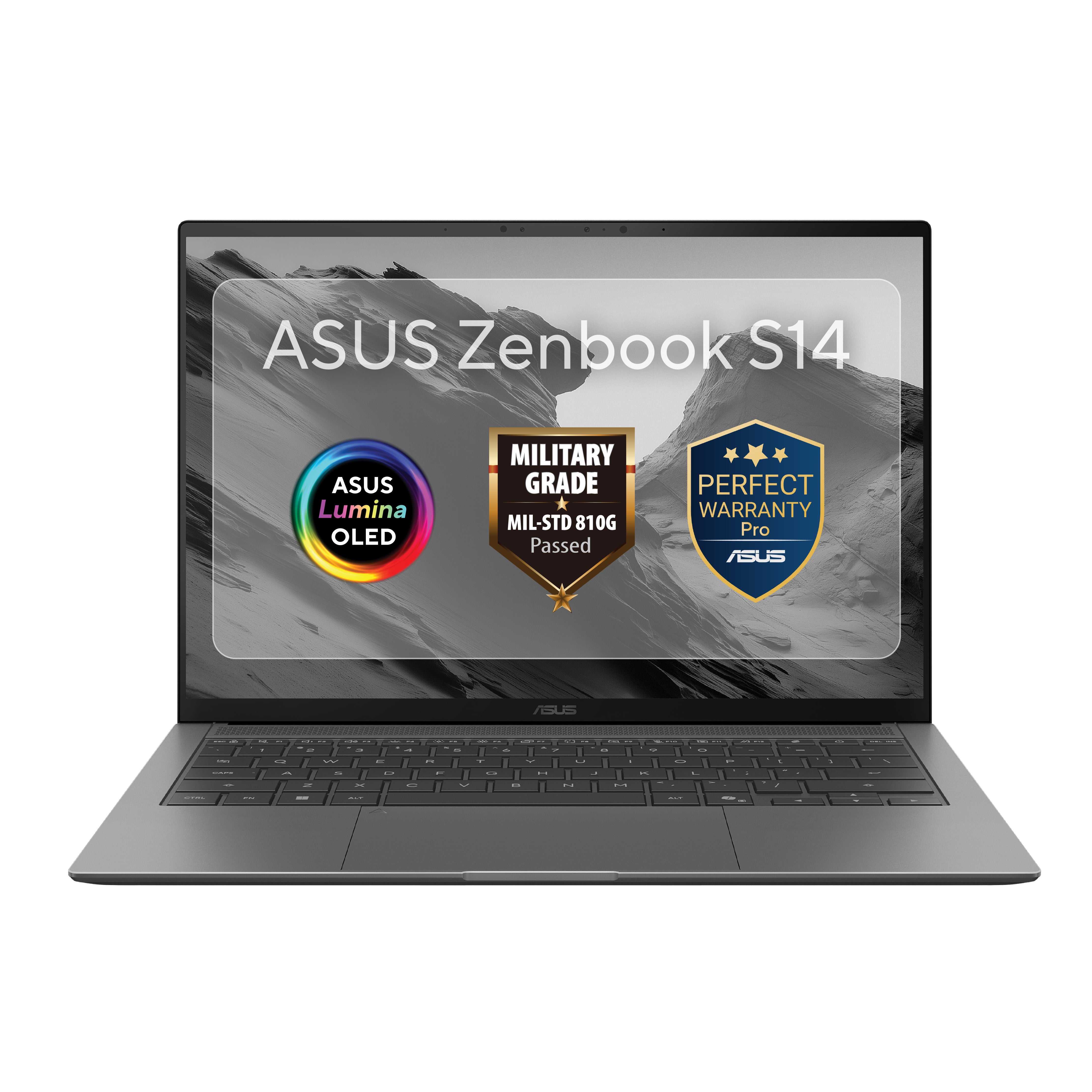 لابتوب ASUS Zenbook S 14 – معالج Intel® Core™ Ultra 7 355، ذاكرة 32 جيجابايت، سعة 1 تيرابايت SSD، بطاقة Intel® Graphics، شاشة 14 بوصة 3K OLED، ويندوز 11، رمادي Antrim (UX5406AA-SW317W)