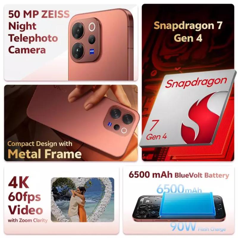 Vivo V70 5G, 12GB Ram, 256GB - Brown