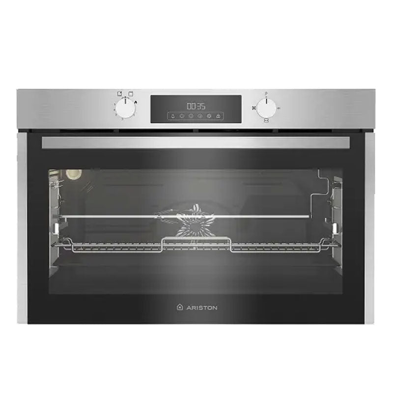 Ariston Built-in Oven, 90 cm,96 liters, Gas, Fan, Electric Grill, Stainless Steel, AROG 9R2F3NG XNA - Silver x Black
