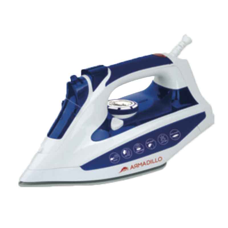 Armadillo Steam Iron Ceramic Soleplate , 2200 Watt , Rubber Handle , Blue - ARM-SDA-IRN-BLU-0000