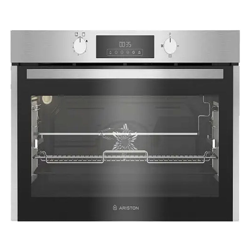 Ariston Built-in Oven, 90 cm,96 liters, Gas, Fan, Electric Grill, Stainless Steel, AROG 9R2F3NG XNA - Silver x Black
