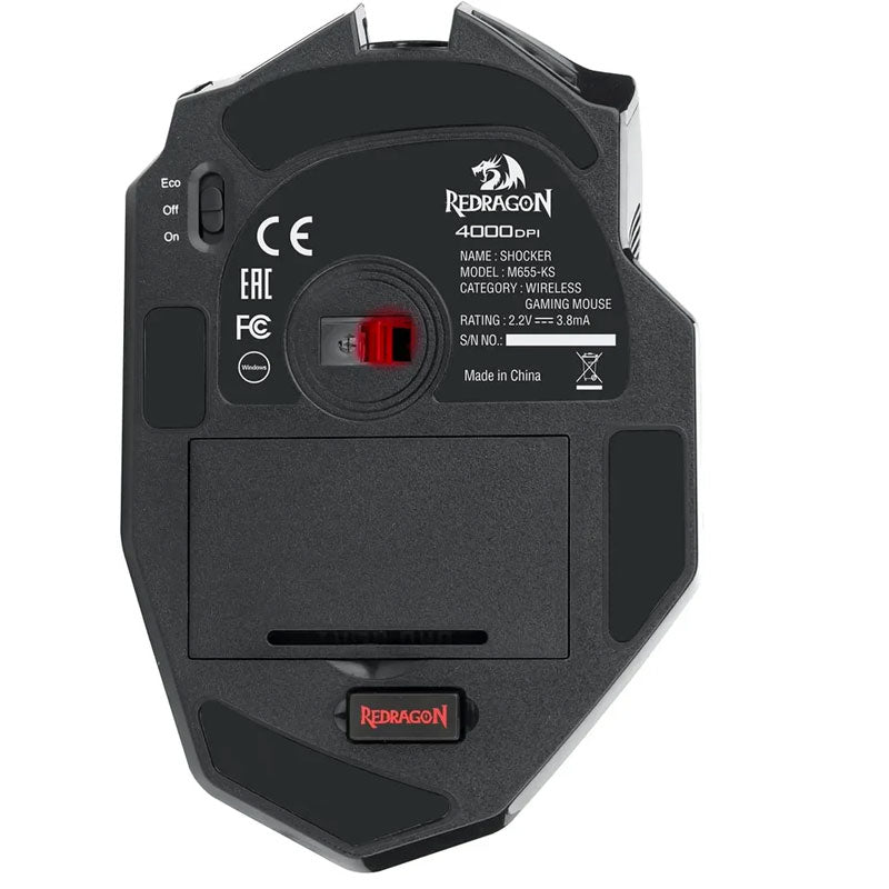 Redragon , Shocker ,  M655-KS , Wireless Gaming Mouse , Lag-Free Precision & Ergonomic Comfort - Black