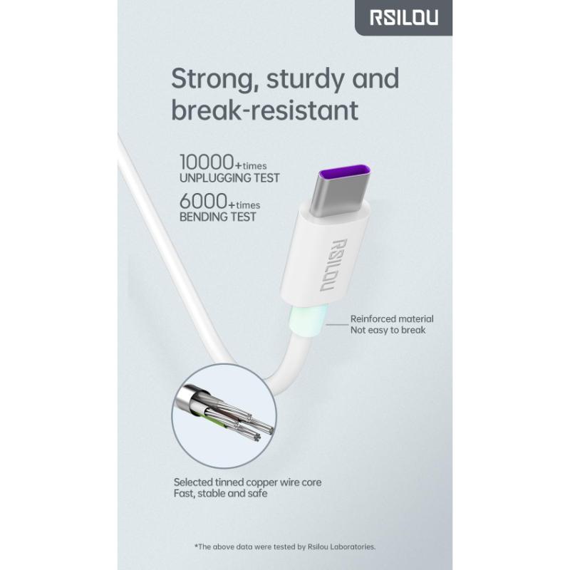 Rsilou Type-C Cable 120W 100CM R2009-001 – White