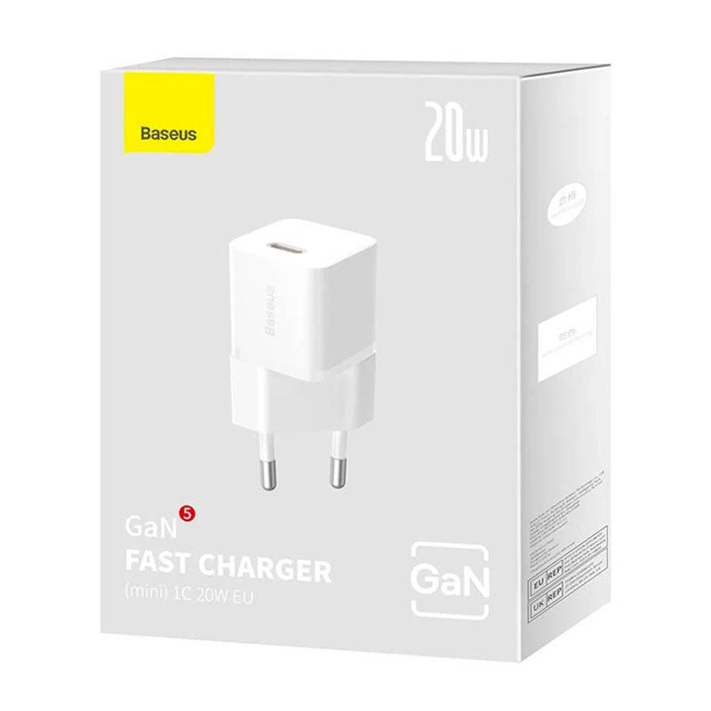 Baseus CCGN050102 Mini GAN5 20W Wall Charger Adapter - White