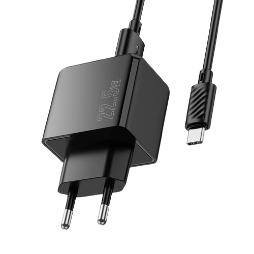 HOCO CS17A 22.5W Home Charger Adapter with USB-A to USB-C Cable - Black